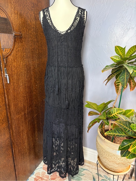 Rubyyaya Dresses & Skirts - Ruby Yaya Black Lace Crochet V-Neck Maxi Dress With Black Slip Dress